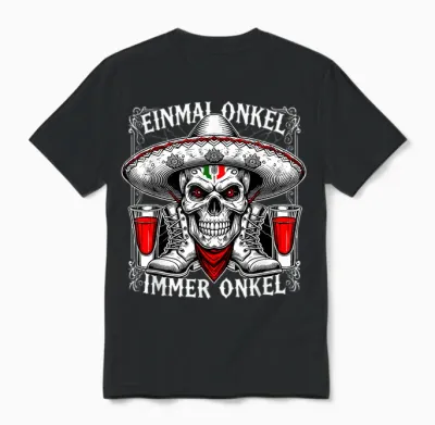 Viva Los Tioz - Böhser Totenkopf Für Rockige Onkel Unisex T-Shirt - Black