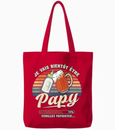 Future Grandpa Je Vais Etre Grand-Pere Announcement Pregnancy Tote Bags - Red