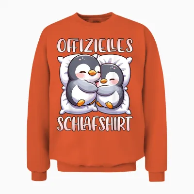 Official Sleep Shirt Penguin Pyjamas Girls Sleep T-Shirt, Black Unisex Sweatshirt - Orange