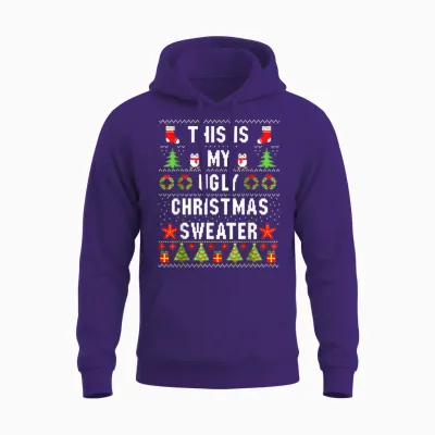This Is My Its Too Hot Ugly Christmas Sweater Ugly Christmas Unisex Hoodie - Purple