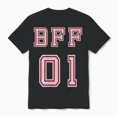 Bff 01 Bff for 2 Best Friends Matching Best Friends T-Shirt, Black, S Unisex T-Shirt - Black