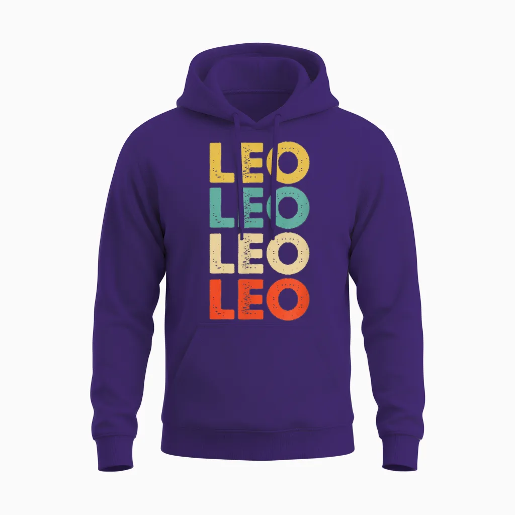 Leo Vorname T-Shirts & Geschenke - Leo T-Shirt - Unisex - Schwarz - Klein - Crew-Ausschnitt - Klassisch - Personalisiertes Leo Name Unisex Hoodie in Purple