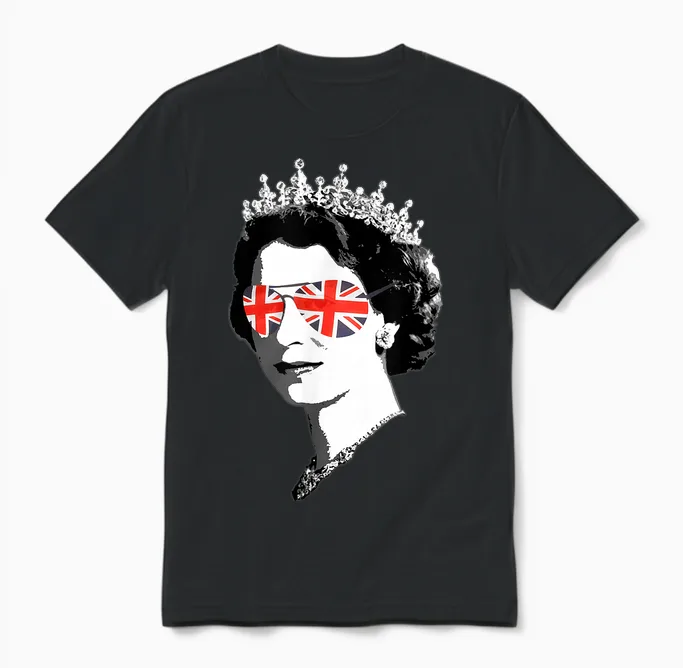 Queen Elizabeth Ii - British Sunglasses Meme T-Shirt, Black Unisex T-Shirt in Black