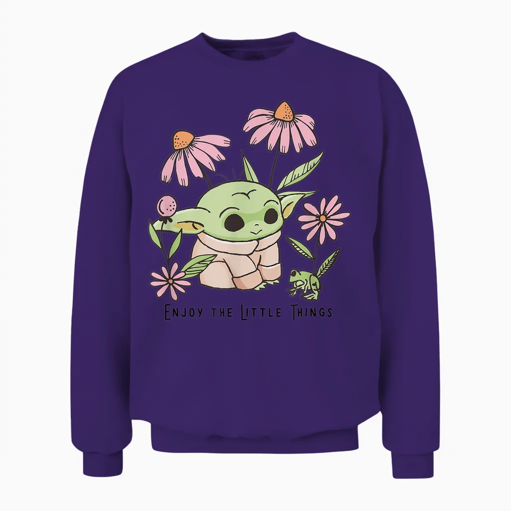 Star Wars: the Mandalorian Grogu Enjoy the Little Things Unisex Sweatshirt in Purple