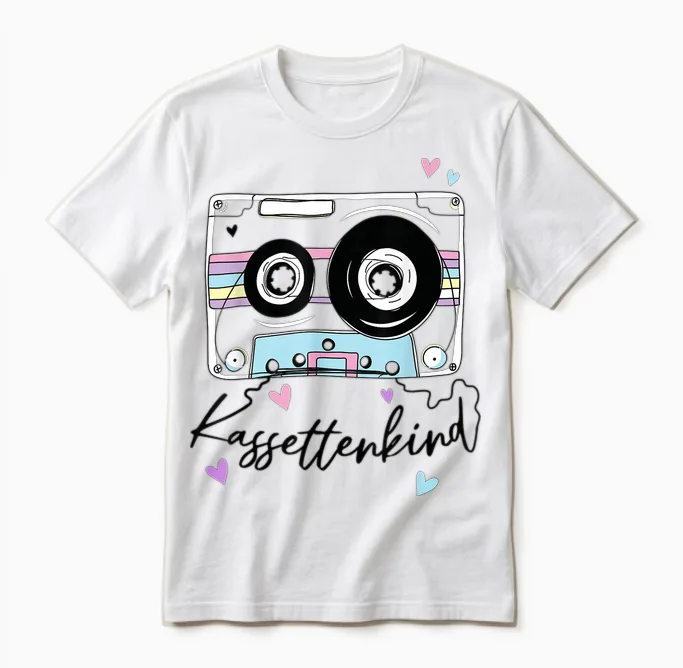 Kassettenkind 90er 80er Jahre Mottoparty Oldschool Kassette Unisex T-Shirt in White