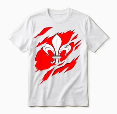 Flag Lille Coat of Arms Torn with 3d Effect. France Unisex T-Shirt - White