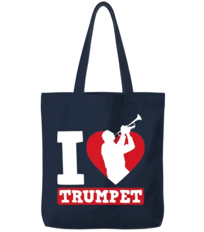 I Love Trumpet Funny Trumpet Player Gift Tote Bags - Navy