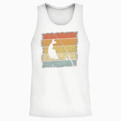 Fishing Retro Design Unisex Tank Top - White