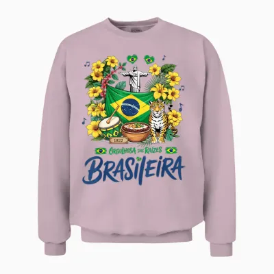 Brasileira Brasileira Flagge Idee Für Frauen Brasilianische Kultur Unisex Sweatshirt - Light Pink