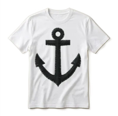 Anchor Embroidered Unisex T-Shirt - White