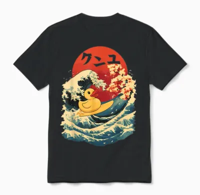 Rubber Duck Surf Japanese Rubber Duck Unisex T-Shirt - Black