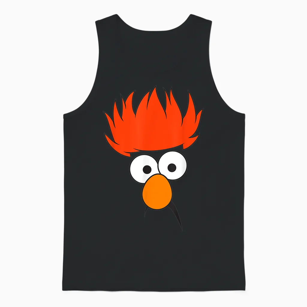 The Muppets Beaker Face T-Shirt, Gray Unisex Tank Top in Black
