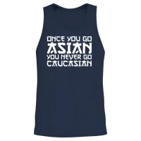 Once You Go Asian You Never Go Caucasian Unisex Tank Top - Navy – 2