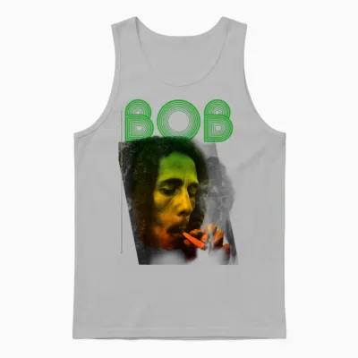 Offizielles Bob Marley Bob Smoke Reggae Vintage Retro Unisex Tank Top - Ash