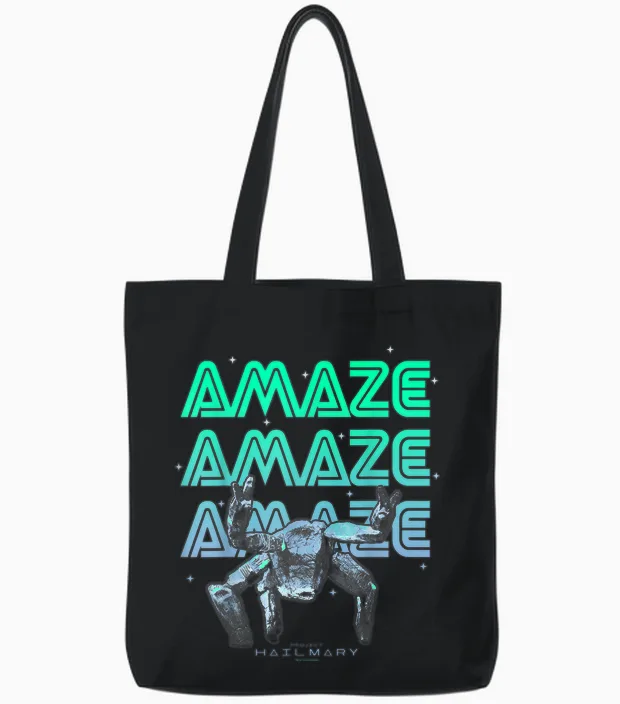 Project Hail Mary Amazing Rocky the Alien Neon Portrait Tote Bags in Black