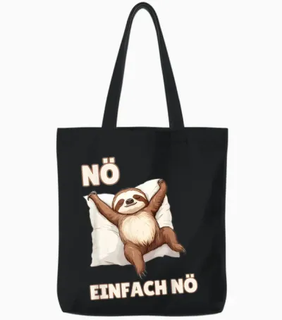 Sloth "einfach Nö" Funny Sayings for Girls and Boys T-Shirt, Black Tote Bags - Black