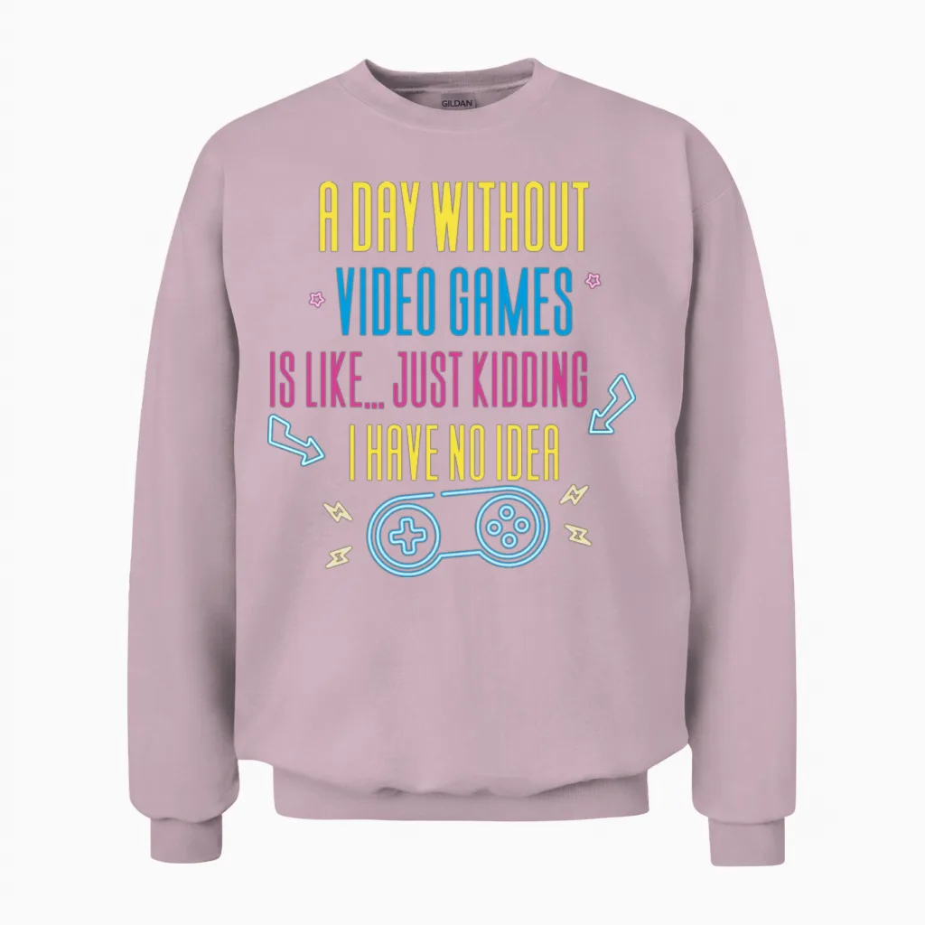 Gaming Gamer Video Games Unisex Sweatshirt in Light Pink