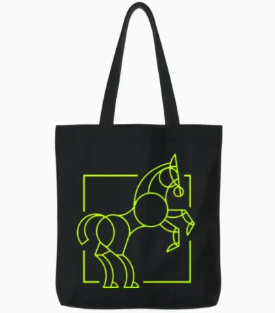 Horse Logo Tote Bags - Black