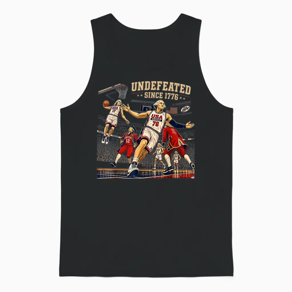 George Washington Play Basketball Usa Undefeated Since 1776 Unisex Tank Top in Black