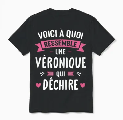 Woman Gift Funny Personalized Name Véronique Qui Déchire T-Shirt, Black, Female X-Small Unisex T-Shirt - Black