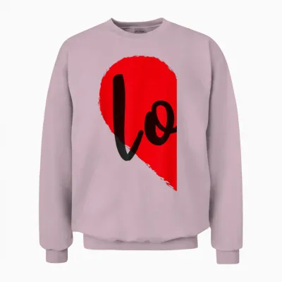 Couple Half Heart Love Funny Valentine's Day Women Men Adult Unisex Sweatshirt - Light Pink
