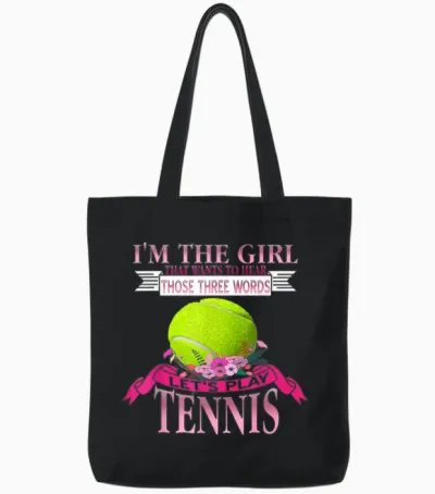 Citation Humour Tennis Fille Sport Amusant Chic Tote Bags - Black