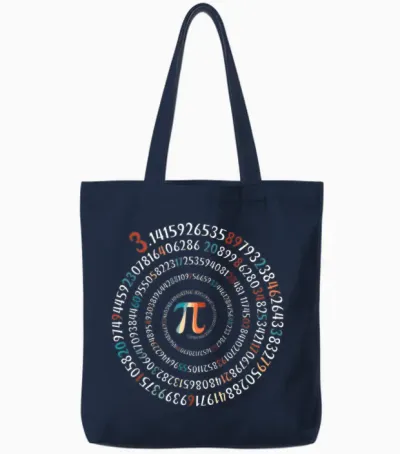 Funny Pi Day 3.14 Pi Symbol Spiral Number Math Lover 2026 Tote Bags - Navy