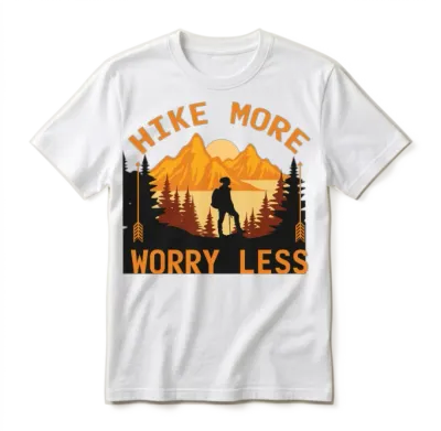 Hike More Worry Less Hiking Camping Mountains Wild Unisex T-Shirt - White