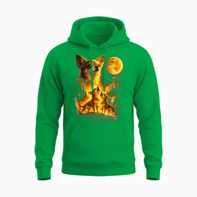 Lustiger Chihuahua Howling to the Moon Vintage-Hund Mit Drei Chihuahua Unisex Hoodie - Irish Green