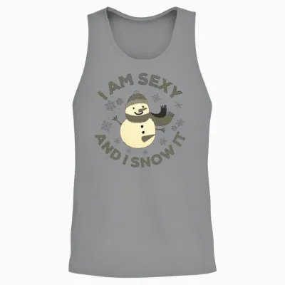 Funny Sexy Snowman Slogan Christmas Unisex Tank Top - Sport Grey