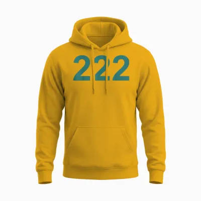 Creative 222 Designs Costume Ideas Co. Number 222 in Green Font on Light Background Fun Halloween Unisex Hoodie - Gold