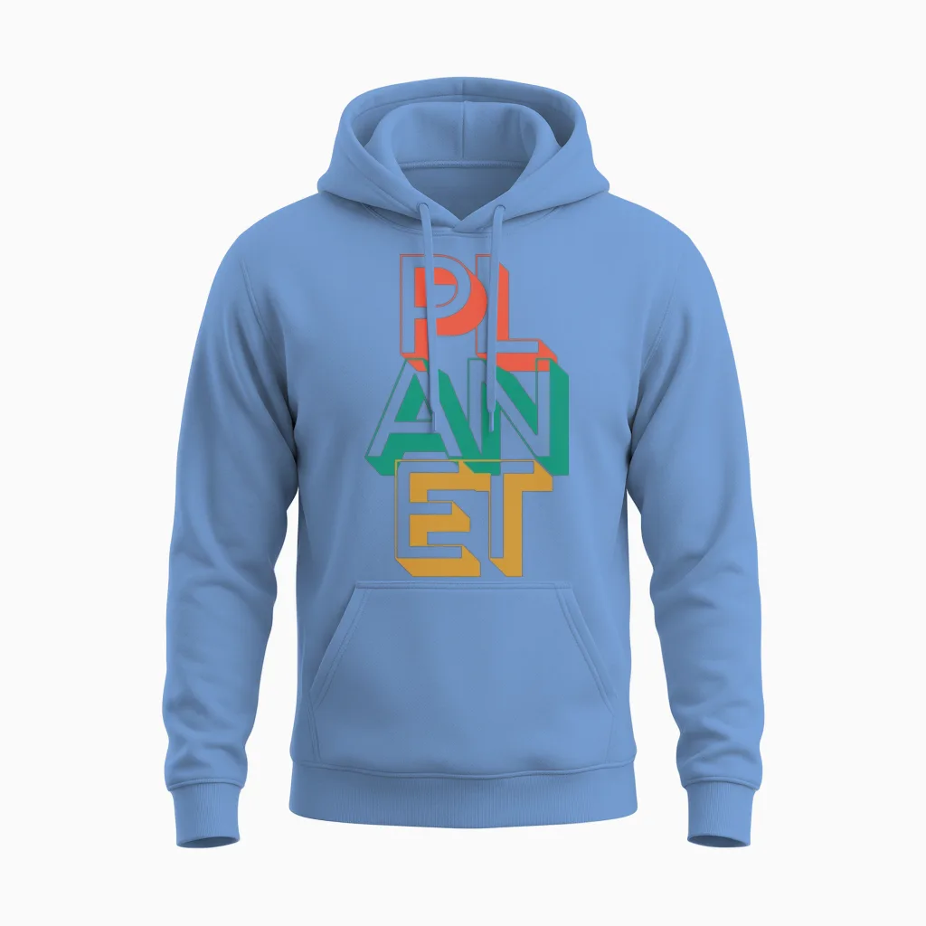 Retro Planet Unisex Hoodie in Carolina Blue