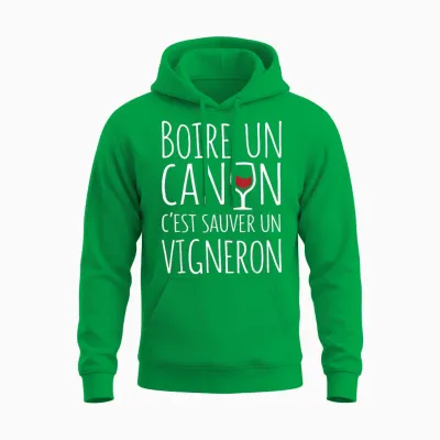 Boire Un Canon C’est Sauver Un Vigneron Apéro Humour Vin Unisex Hoodie - Irish Green