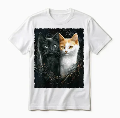 Süße Magische Katze Kätzchen Kitten Fantasy Kunst Unisex T-Shirt - White