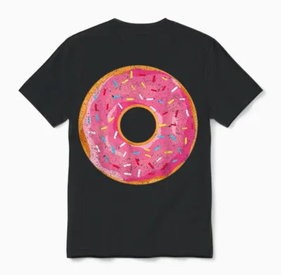 Donut T-Shirt Doughnut Costume Shirt T-Shirt, White Unisex T-Shirt - Black