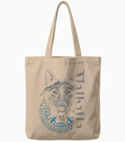 Viking Valhalla Krieger Normanne Runenkreis Götter Nordic Compass Viking T-Shirt, Black, Small, Unisex, Short Sleeve, T-Shirt, Norse Mythology Wolf Rune Tote Bags - Natural