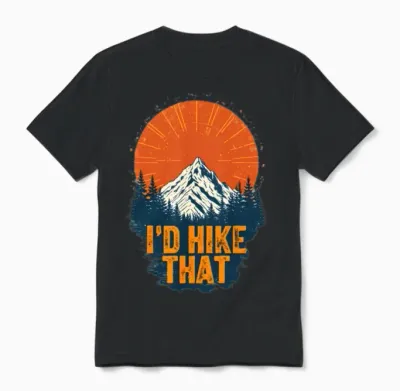 I'd Hike That - Vintage Mountain Hiking Unisex T-Shirt - Black