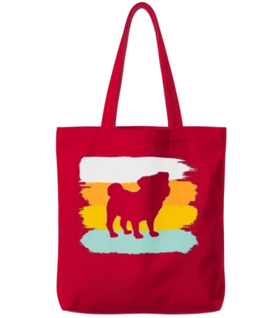 Pug Retro Tote Bags - Red