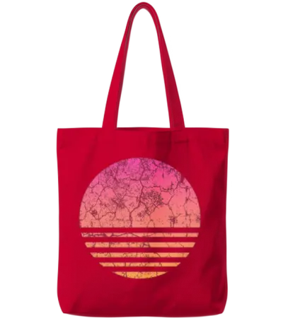 Retro Vintage Sunset Tote Bags - Red