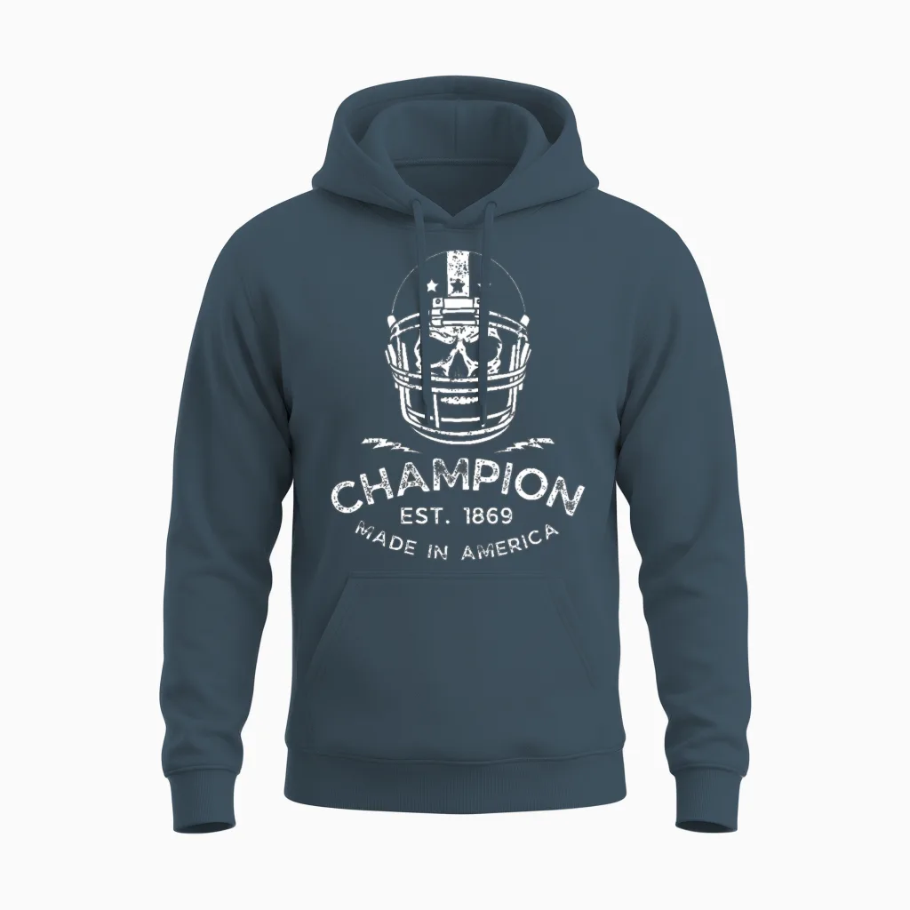 Skull Champion Helmet - Halloween Unisex Hoodie in Dark Heather