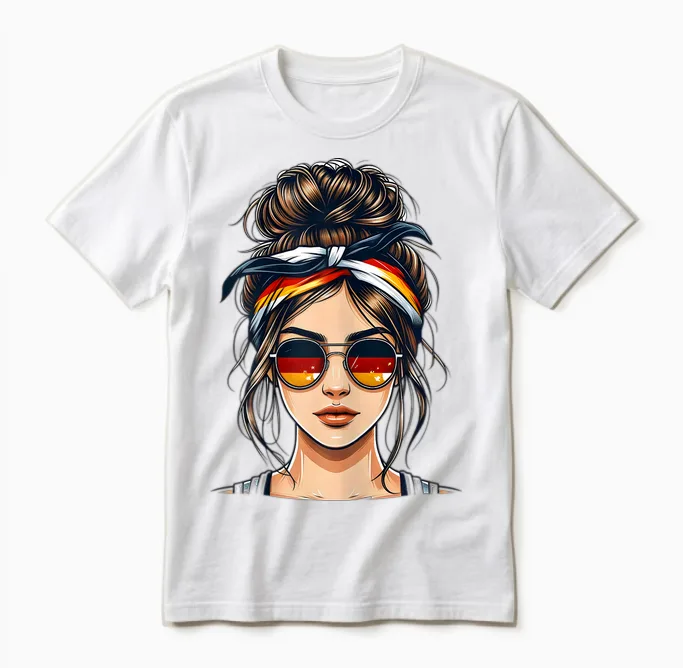 German Girl Deutsches Mädchen Deutschland Flagge Unisex T-Shirt in White
