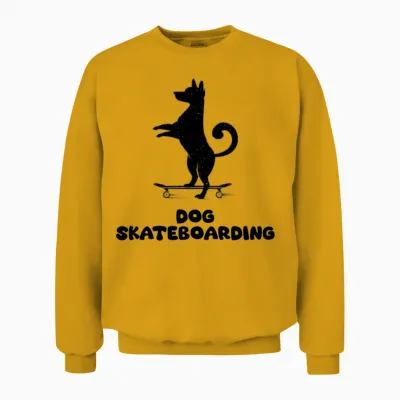 Dog Skateboarding Unisex Sweatshirt - Gold