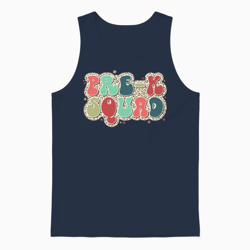 Retro Leopard Pre K Unisex Tank Top - Navy