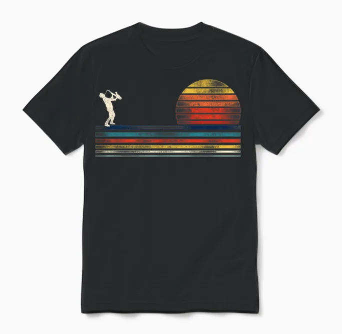 Saxophone Retro Vintage Unisex T-Shirt - Black