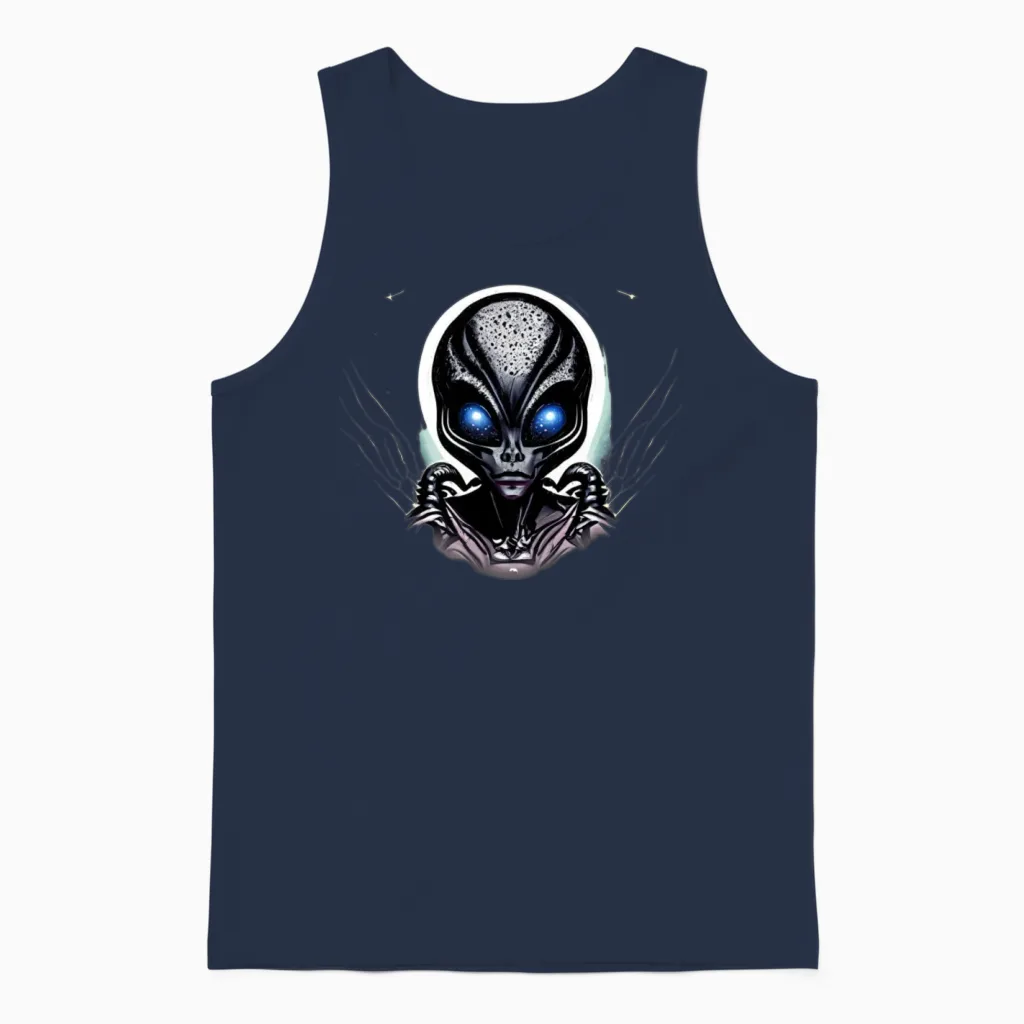 Alien Funny Unisex Tank Top in Navy