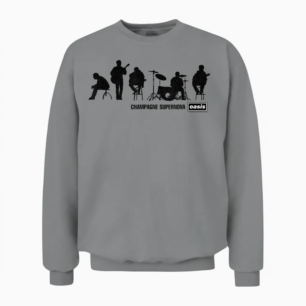 Oasis Band Silhouette on Blue Unisex Sweatshirt in Sport Grey