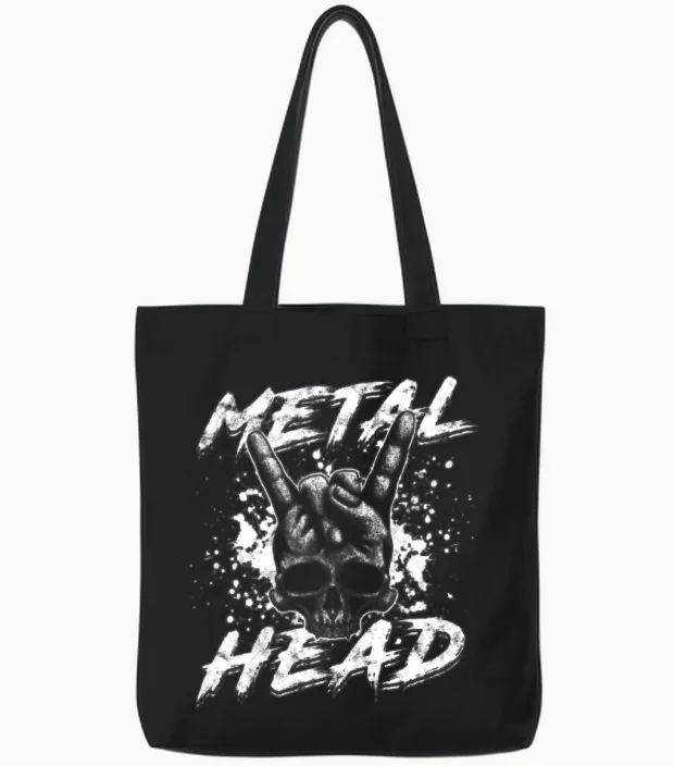 Metal Head - Metal Tote Bags in Black