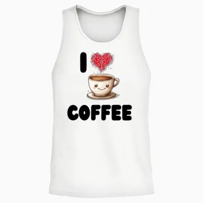 I Love Coffee Unisex Tank Top - White