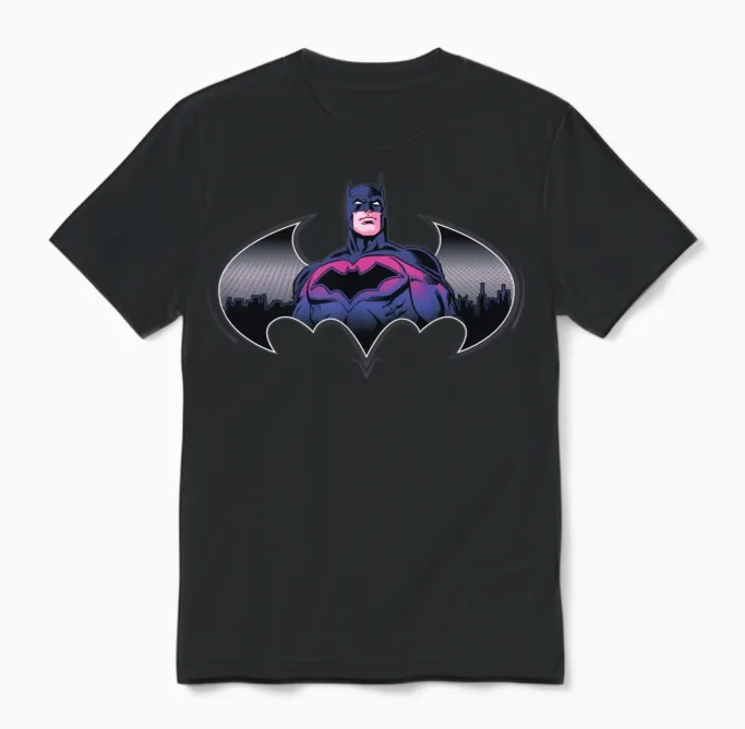 Batman Cool Design with Logo and Pink Suit Unisex T-Shirt in Black