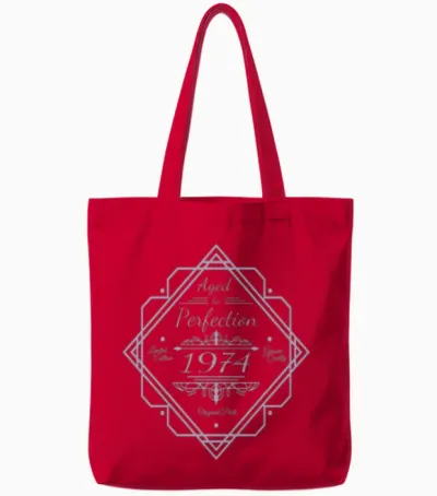 1974 Vintage Aged to Perfection 50th Tote Bags - Red
